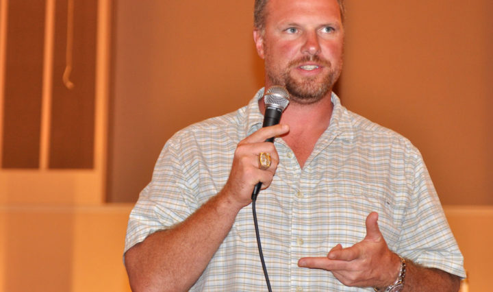 Trey Teague, former UT and NFL football player, was the guest speaker during the September alumni meeting. While at Tennessee, Teague played center for Peyton Manning and was team captain. In 1997, he was the starting center for the SEC Championship Team.