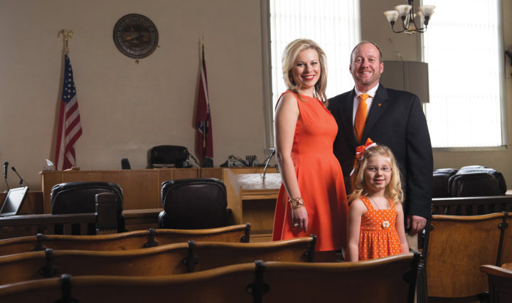 The Moore family in the county's courtroom