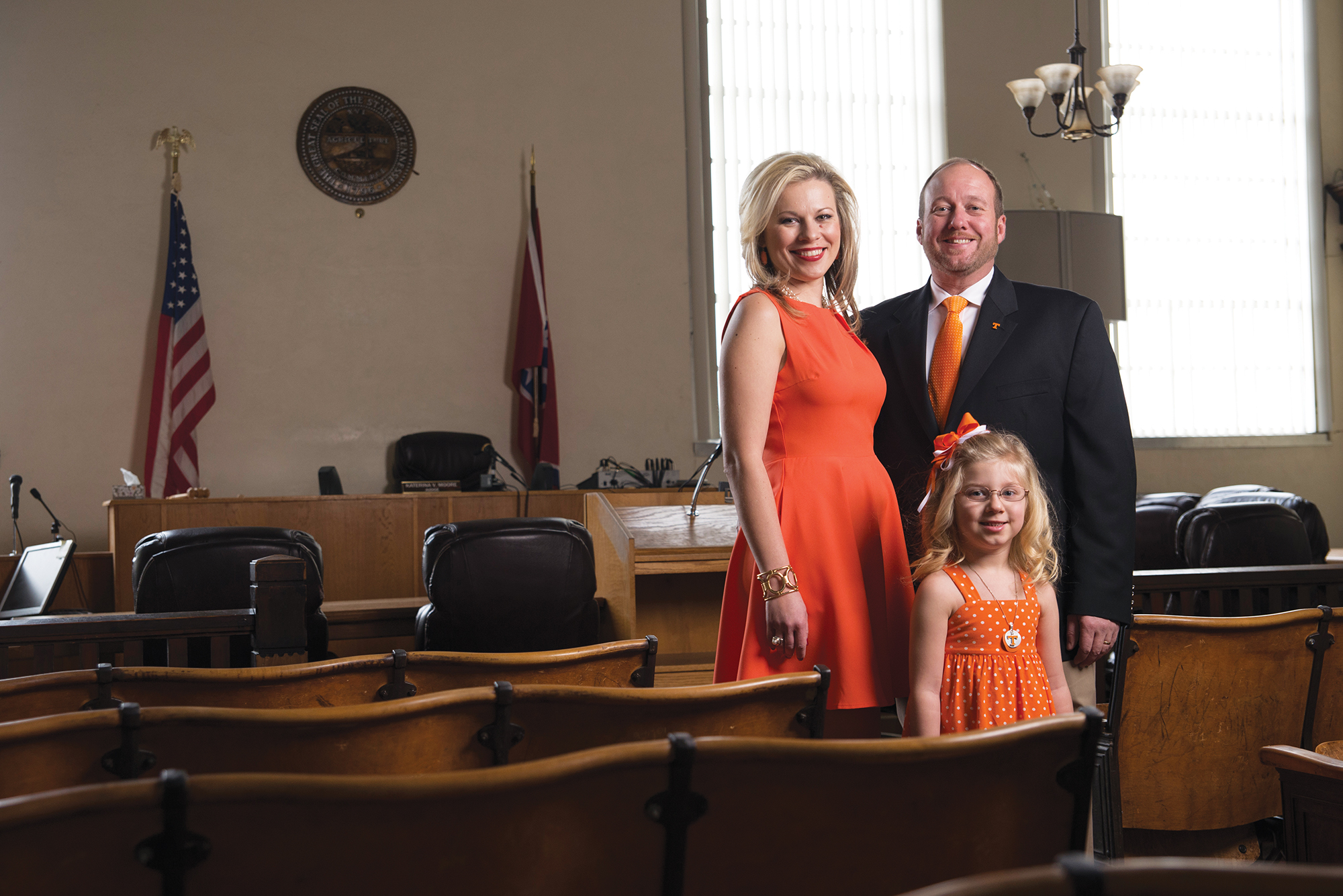 The Moore family in the county's courtroom