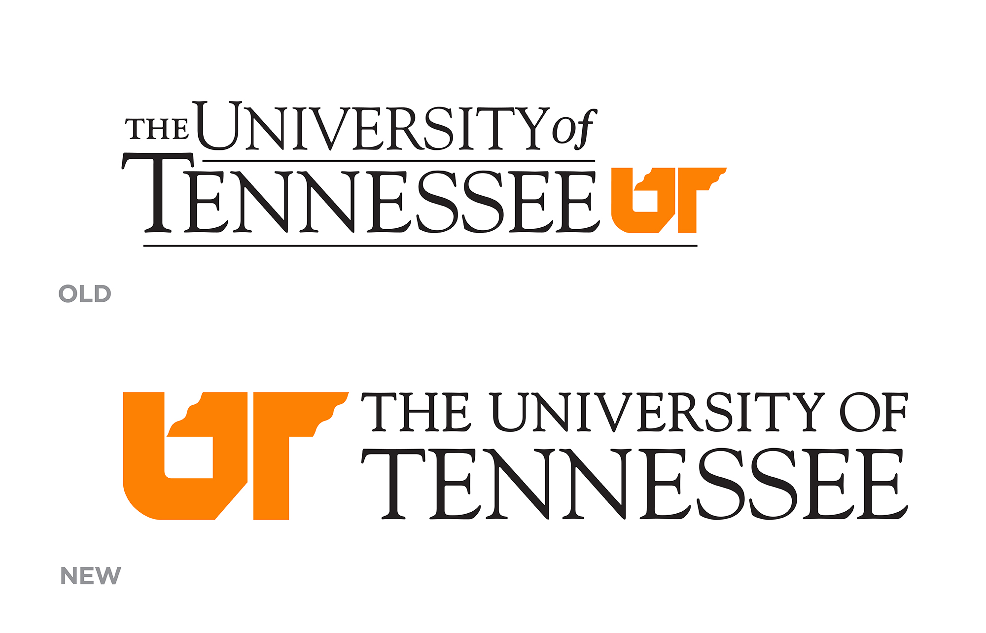Previous and new UT system logos