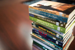 Stack of books featured in article