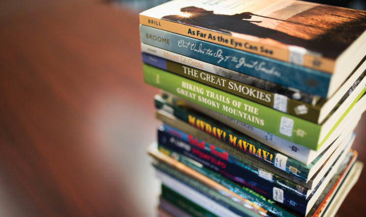 Stack of books featured in article