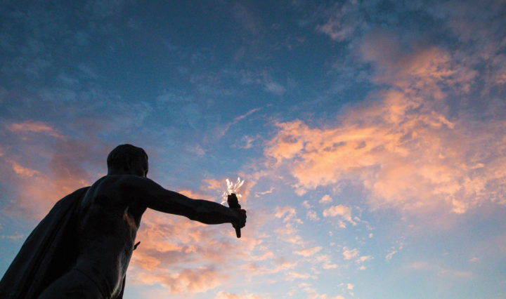 The Torchbearer shines bright during a recent sunset in Knoxville.