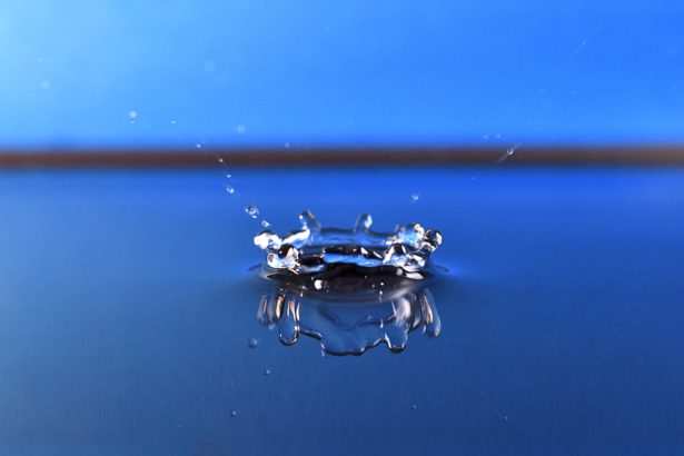 close up of a water droplet making a splash