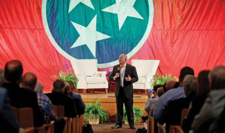 Keth Carver intrdouces audience at the 2018 WestStar forum