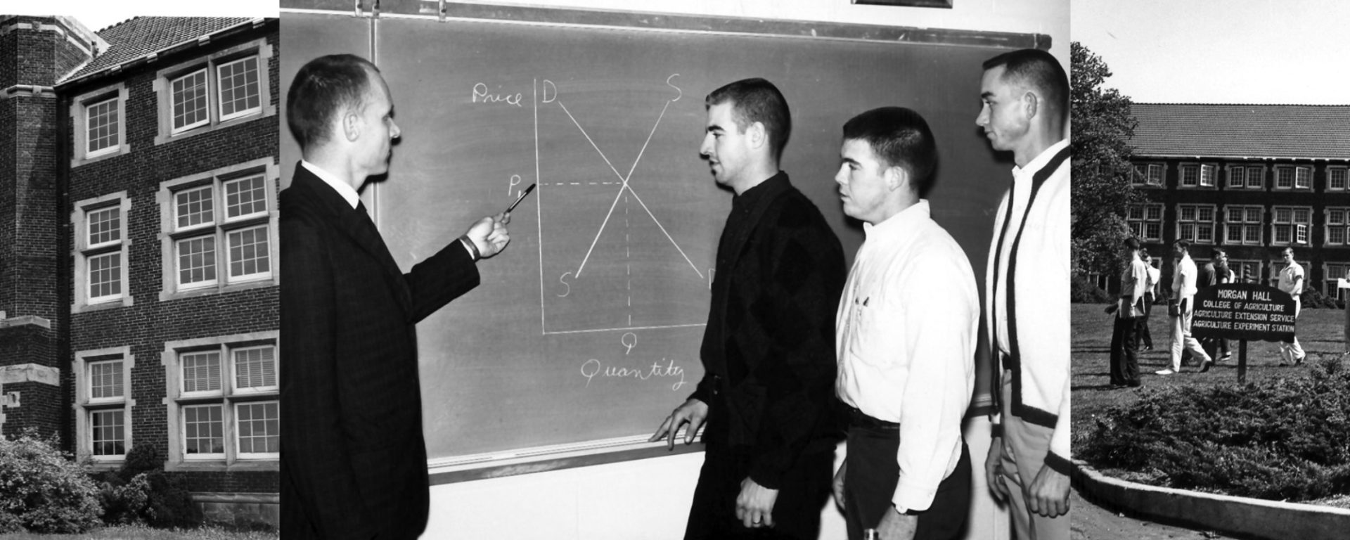 historic photos show students at Morgan Hall on the agriculture campus in Knoxville