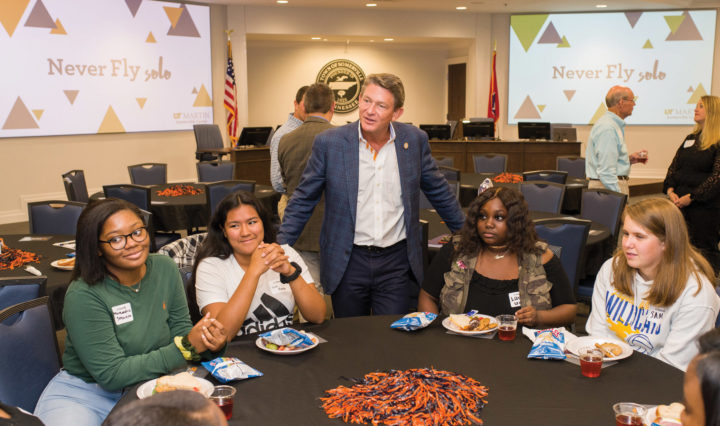 Randy Boyd meets with high school students during the UT Promise fall 2019 tour