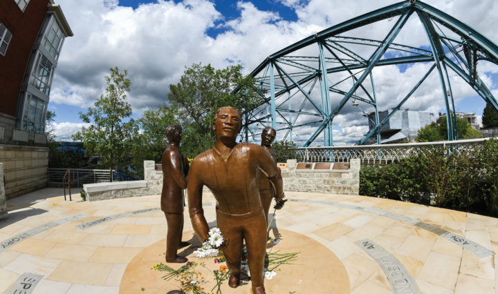 memorial bronze sculpture dedicated to the memory of Ed Johnson