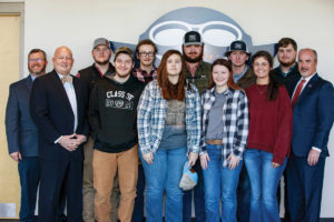  UT Martin Chancellor Carver and TCAT Crump President Stephen Milligan are joined by TCAT Crump students