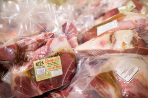 Packaged Benton's ham waiting to be bought.