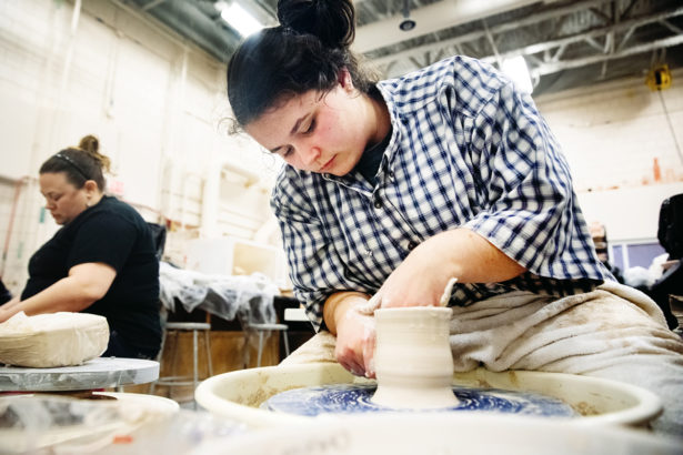 UTM student creating ceramics