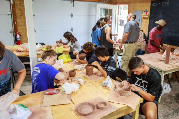 UTS art students working on pottery