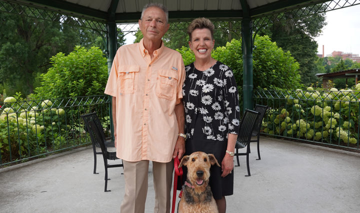 Interim UTS Chancellor Linda Martin and her husband, Ken Huff, and their dog, Jake.