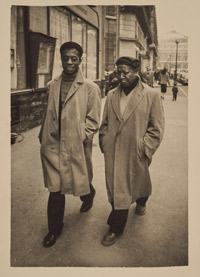 James Baldwin, left, and Beauford Delaney, Paris, circa 1960, Gelatin silver print, 4 ½ x 3 3/8 inches, Beauford Delaney Archive, University of Tennessee Library Special Collections