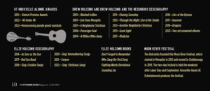 A list Ellie and Drew Holcomb’s awards, discography, books and festivals.