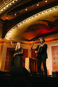 Ellie and Drew Holcomb perform at the Hamilton County Memorial Hall in Cincinnati. 