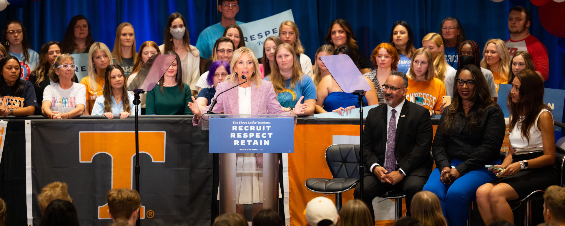 First Lady Jill Biden and U.S. Secretary of Education Miguel Cardona visited UT Knoxville in September to recognize Tennessee’s Grow Your Own teacher pipeline program.