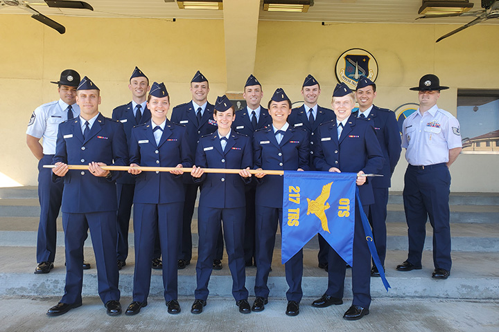 Jessica Smith stands with her Air Force 217th Training Squadron.