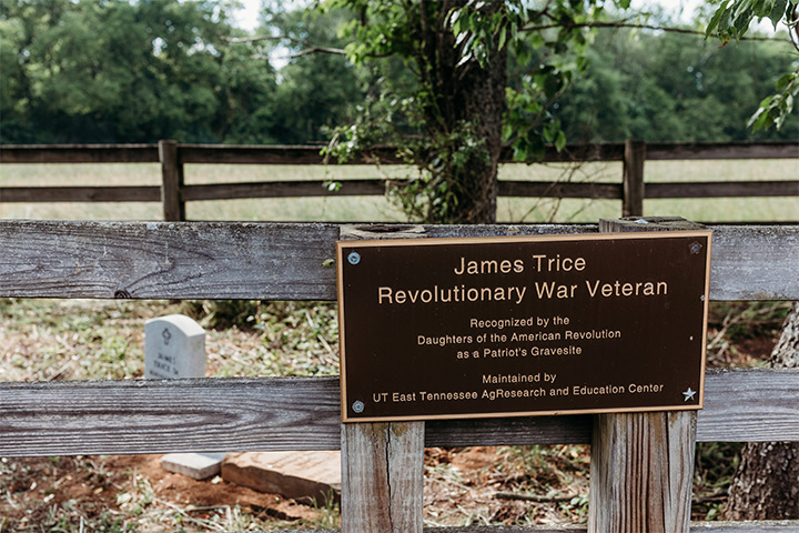 A plaque recognizes the life of and grave site of James Trice.
