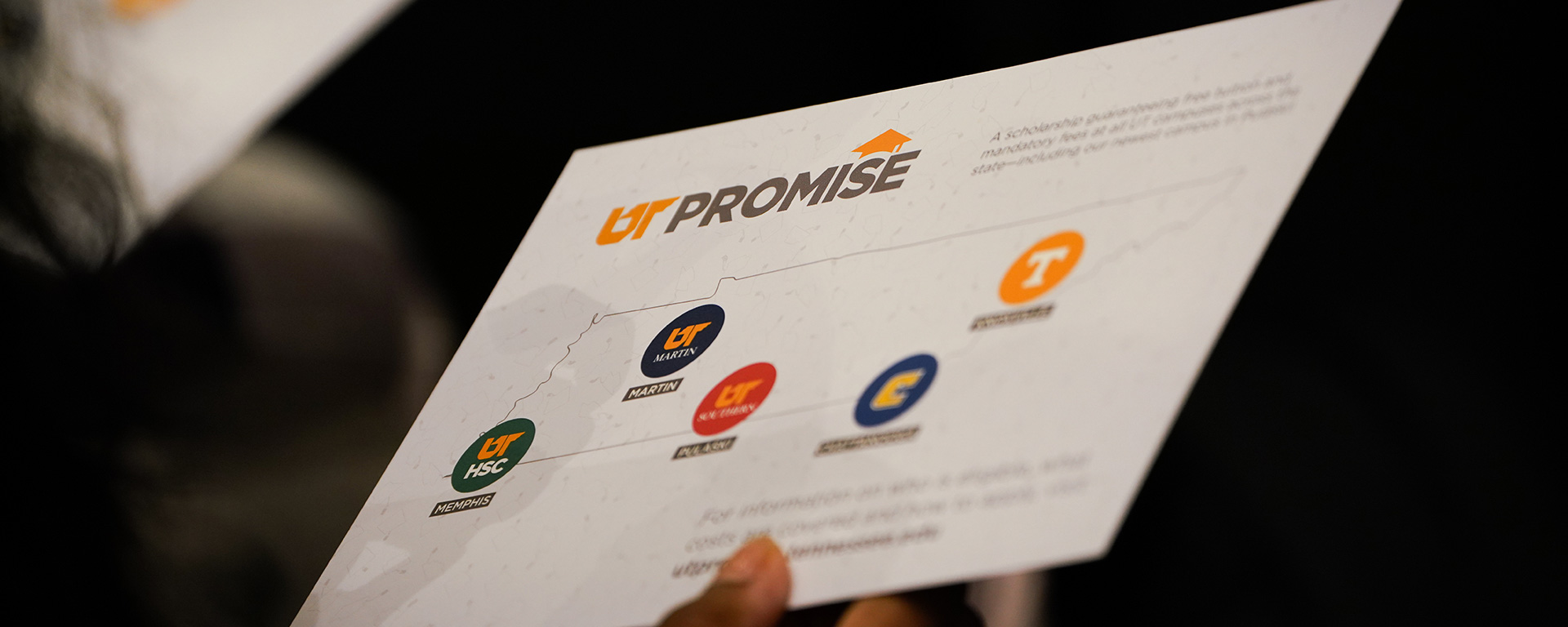 UT Promise postcard showing a map of all UT campuses across Tennessee.