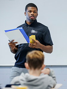 Tydarius Blackwell, a 2023 graduate of UTM, teaches at Martin Middle School.