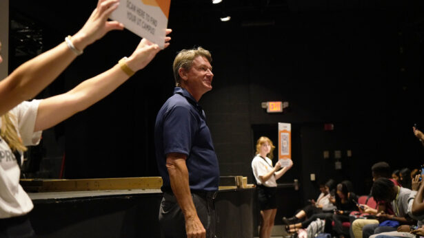 UT System President Randy Boyd speaks to high school students on his yearly UT Promise Tour.