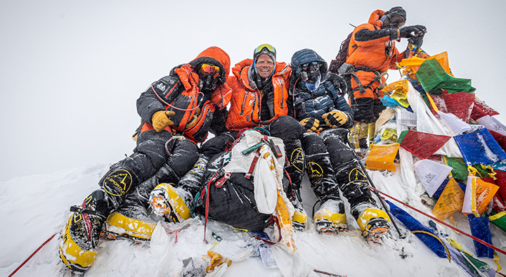 From left, Bryan Hill, Michael Neal and Lonnie Bedwell on summit of Mount Everest.