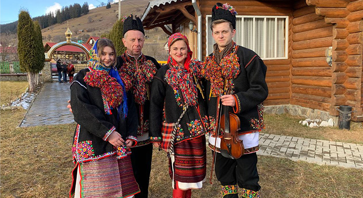 Arsen Martyshchuk with his family in Ukraine.