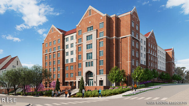 Andy Holt Avenue and 20th Street residence hall rendering.