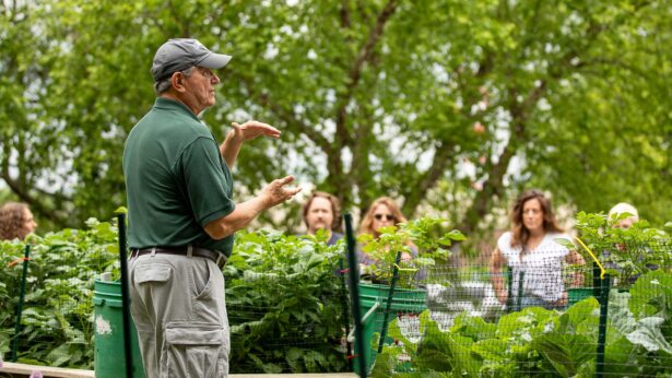 Master Gardener Peter Markovich speaks to Hamilton County Master Gardener interns about the raised beds located next to the UT Extension office in Chattanooga.