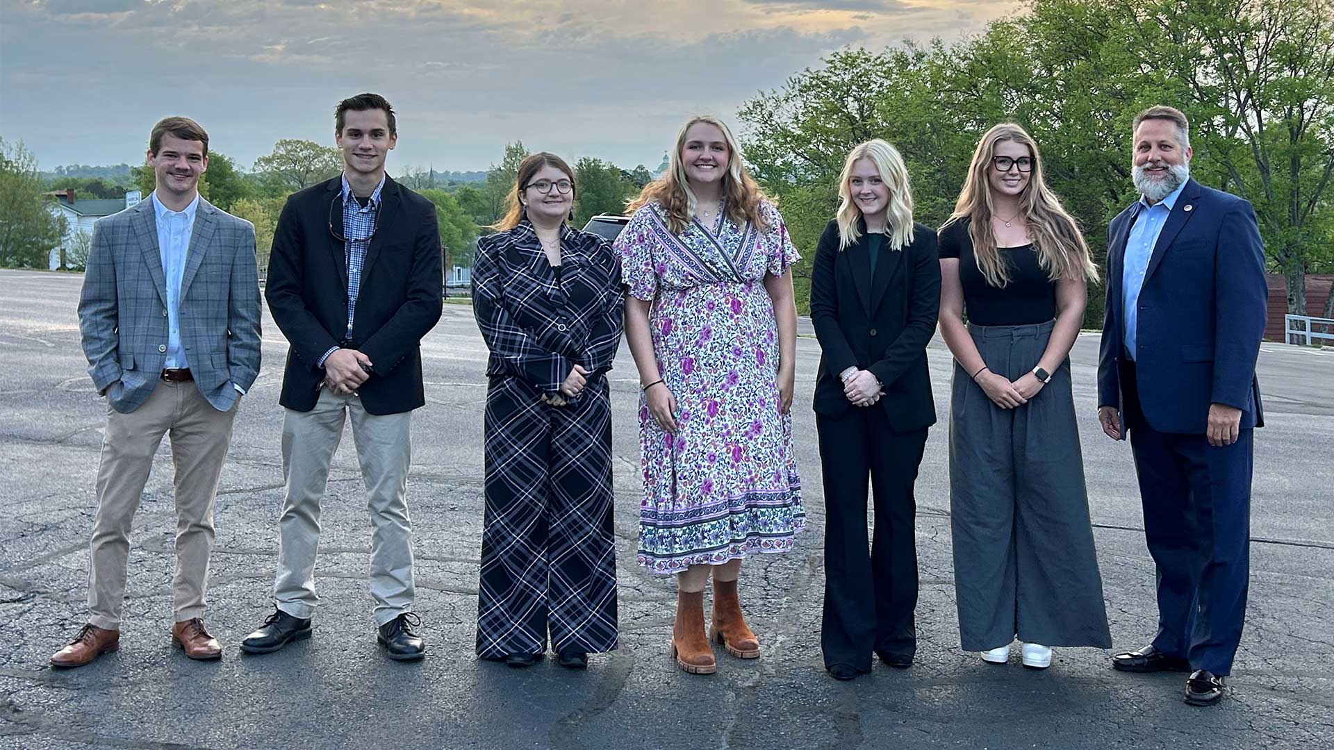 Ingram Scholars 2024 (second year) From left: Jay Carroll, Lincoln County; Colin Cheplen, Giles County; Aaliyah Dunavant, Lawrence County; Paige Stiles, Marshall County; Mercie Ashmore, Lewis County; Bibi Crane, Maury County; Pat Ford, director.