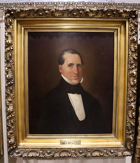 Oil painting of a white male, with vintage gold painted frame.