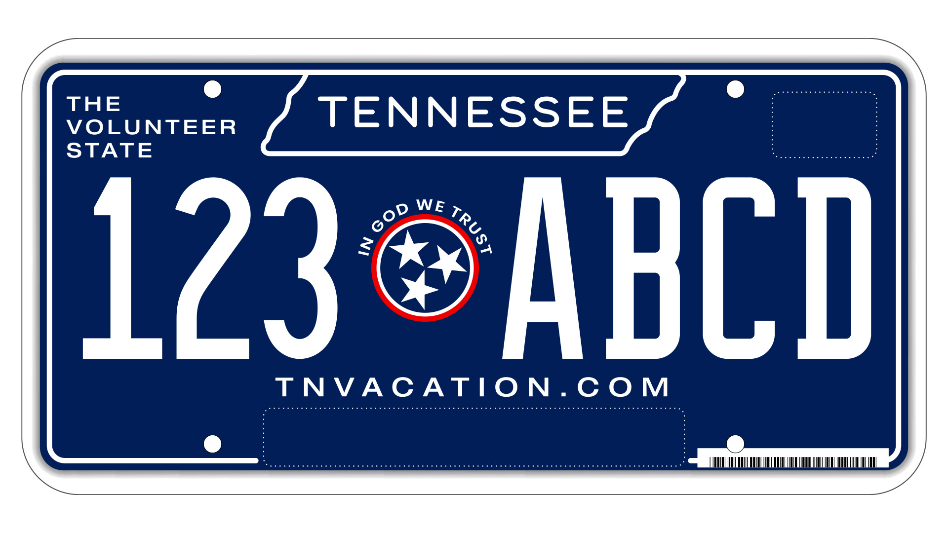 A rendering of Tennessee license plate.