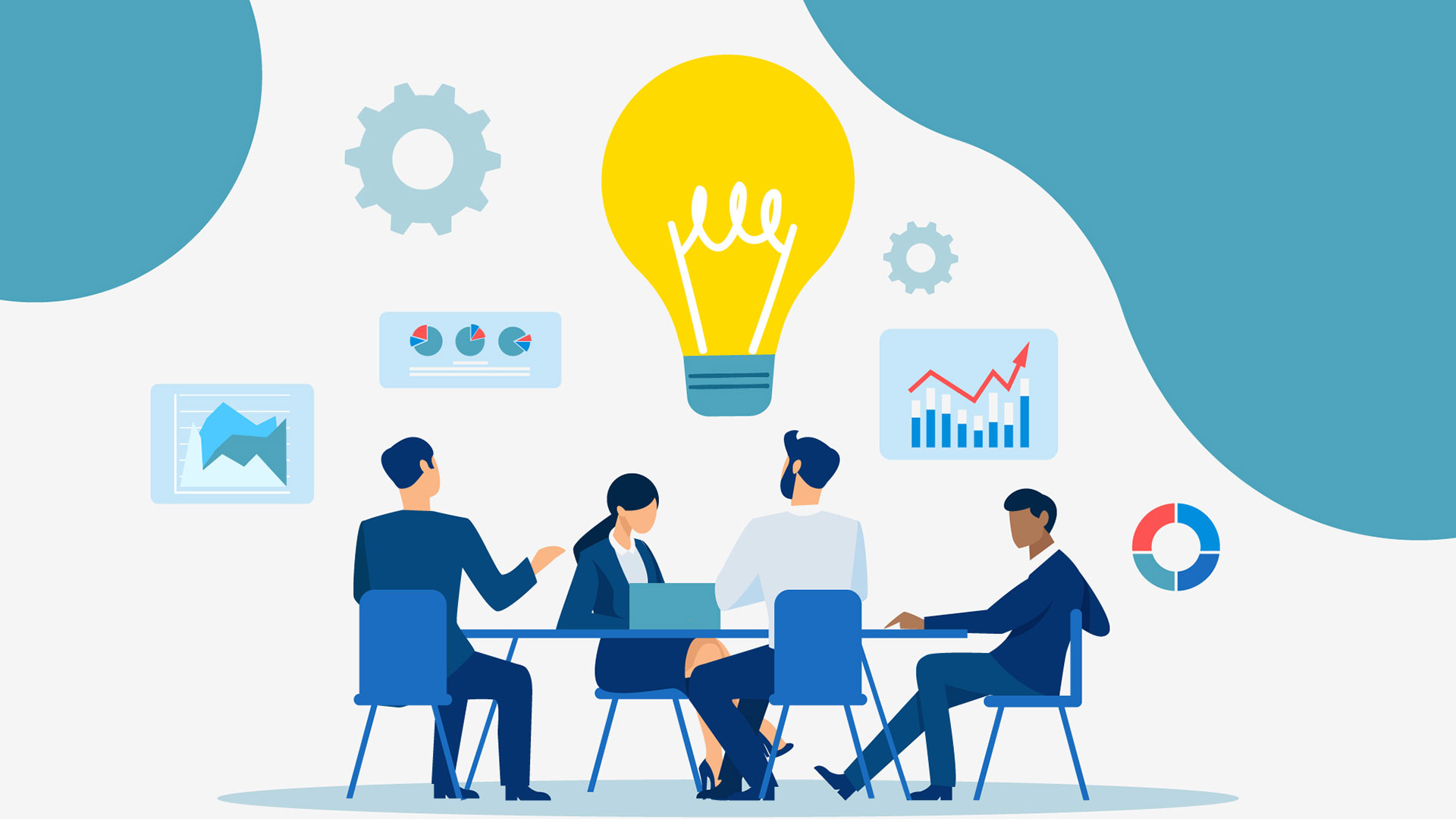 Illustration of a group of people brainstorming.