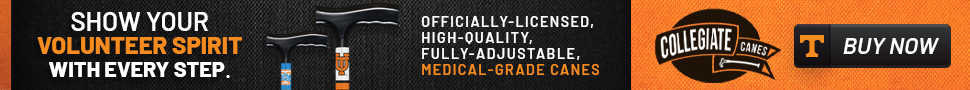 Collegiate Canes ad for UT Vol themed walking canes.