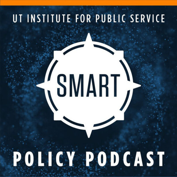 Compass icon, accompanied by the text "UT Institute for Public Service, SMART Policy Podcast."