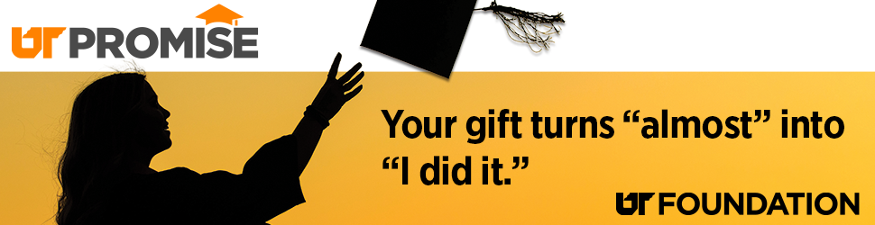 Silhouette of a graduate throwing their cap, with the words "Your gift turns 'almost' into 'I did it.'"
