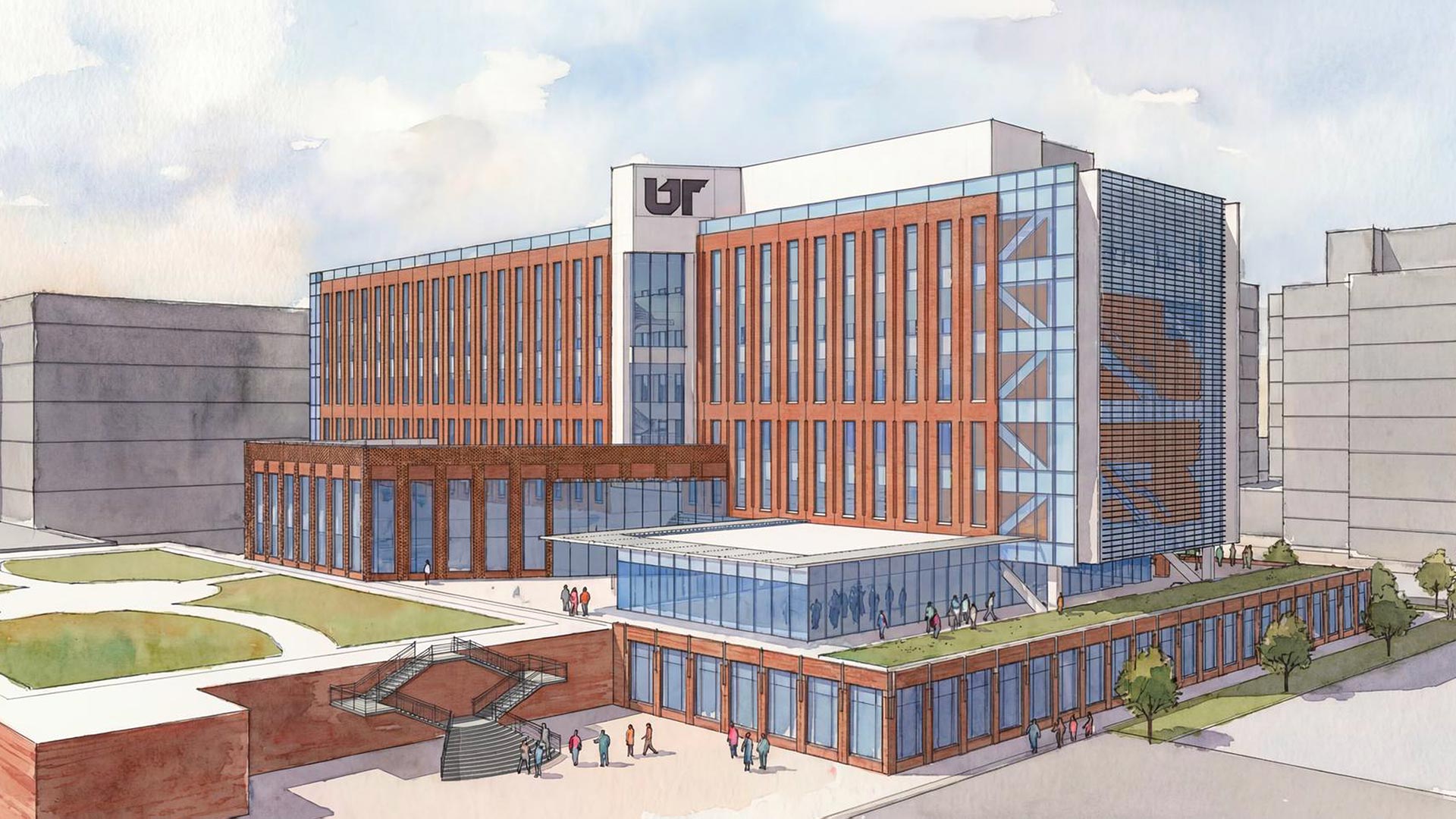 Sketched rendering of a new building.